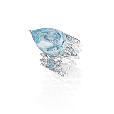 Кольцо с аквамаринами и бриллиантами
