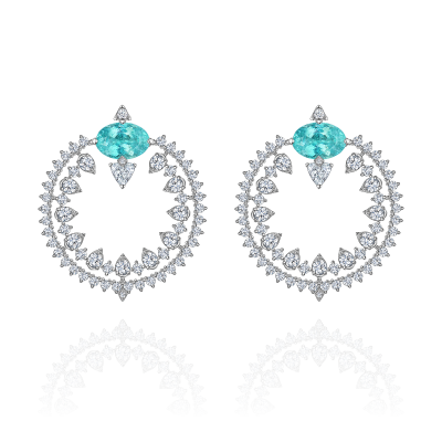 Серьги-пусеты с турмалинами параиба и бриллиантами