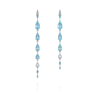 Серьги-пусеты с аквамаринами и бриллиантами