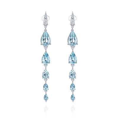 Серьги-пусеты с аквамаринами и бриллиантами