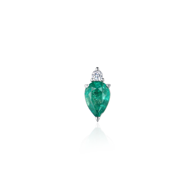 E22-FD-003-6 Серьга (750) (1 Бр Кр-57 0,048Ct 3/5А ,1 Изумруд (О) облагороженный Груша 7,00*5,00 0,670Ct 3/3Б) ШК: 2000000010588