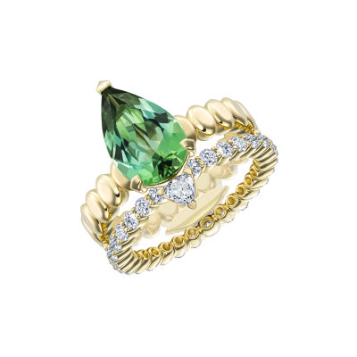 Кольцо с турмалином и бриллиантами