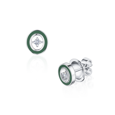 Серьги-пусеты с бриллиантами и эмалью