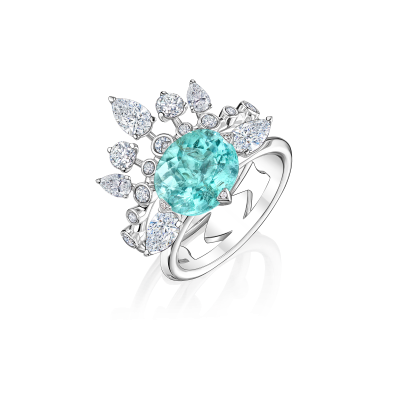 Кольцо с турмалином параиба и бриллиантами