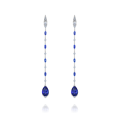 Серьги-пусеты с танзанитами и бриллиантами