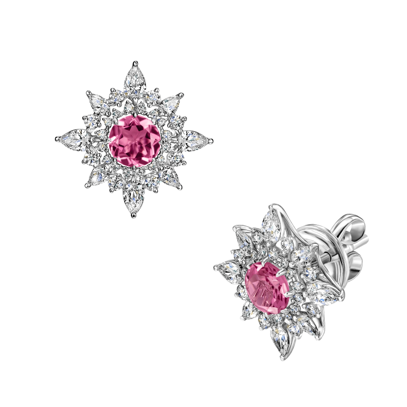 Серьги-пусеты с турмалинами и бриллиантами