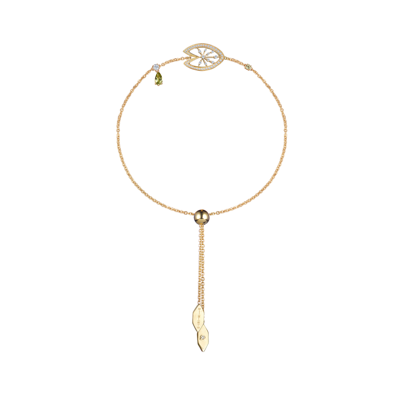 Браслет-боло с хризолитами и бриллиантами title=