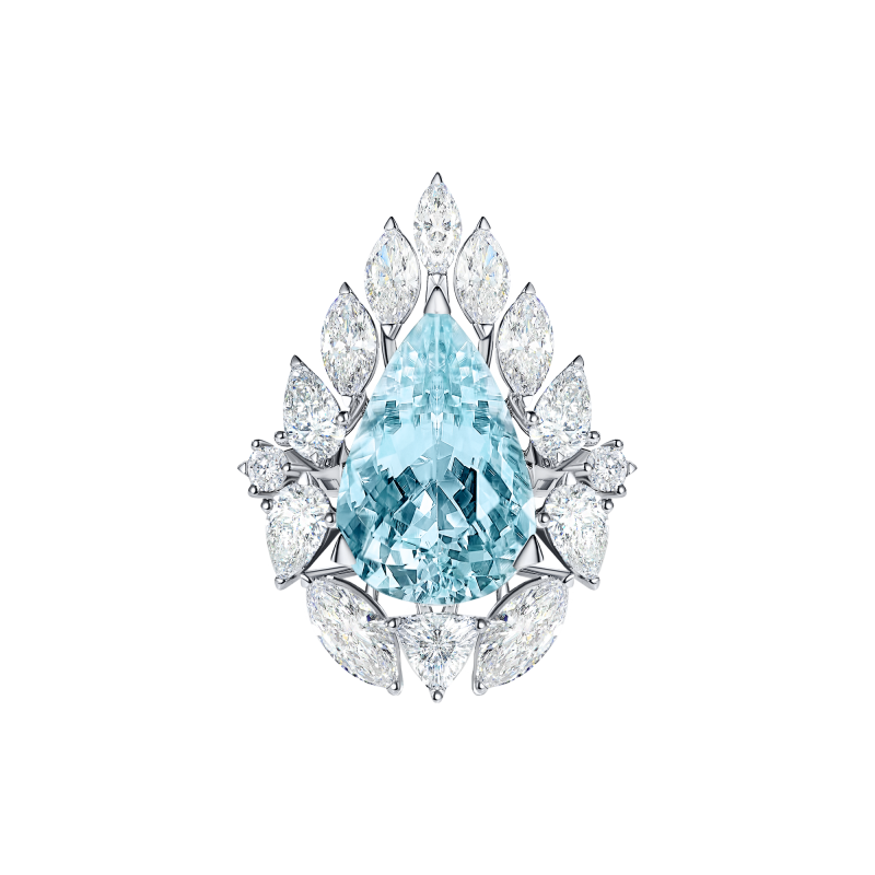 Кольцо с аквамарином и бриллиантами