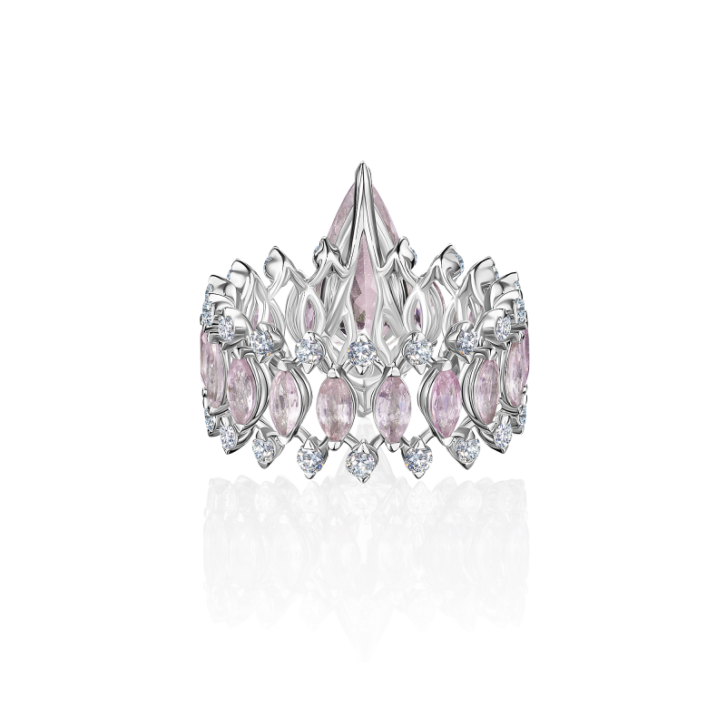 Кольцо с морганитом, сапфирами и бриллиантами