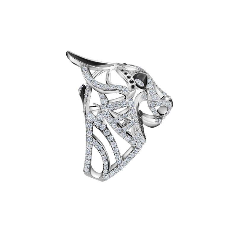 Кольцо с бриллиантами, агатом и эмалью